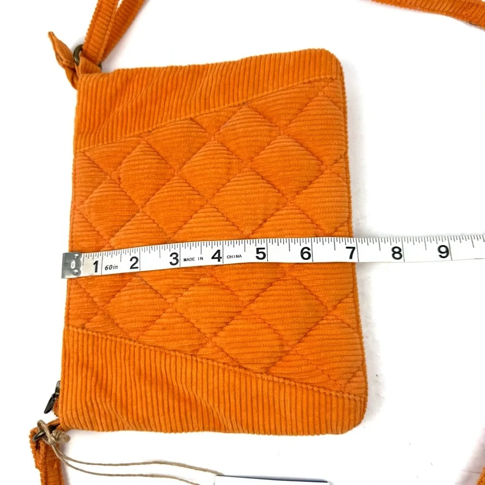 CottnCurls Handbag Tuscan Sling‎ Crossbody Bag Orange Corduroy Brand New